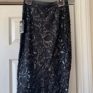 EXPRESS Black sequin skirt with lace overlay.  Size 2.